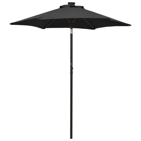 Parasol z lampkami LED, czarny, 200x211 cm, aluminium