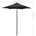 Parasol z lampkami LED, czarny, 200x211 cm, aluminium