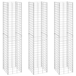 Wysokie donice gabionowe, 3 szt., 30x30x150 cm, żelazo