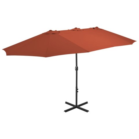 Parasol ogrodowy na słupku aluminiowym, 460 x 270 cm, terakota