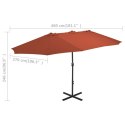 Parasol ogrodowy na słupku aluminiowym, 460 x 270 cm, terakota