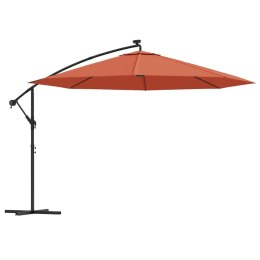 Parasol wiszący z lampkami LED, terakota, 350 cm