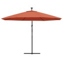 Parasol wiszący z lampkami LED, terakota, 350 cm