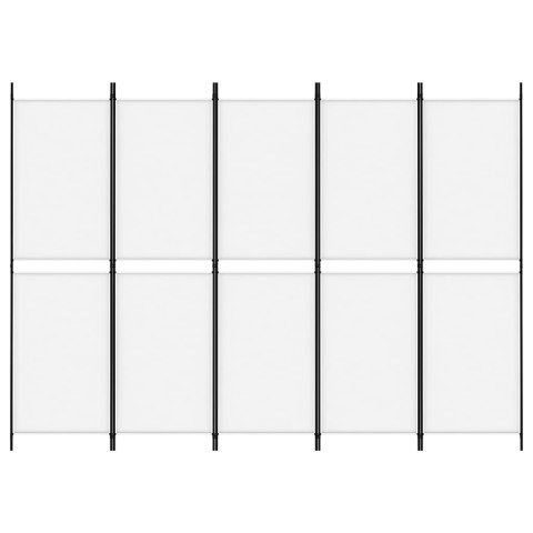 Parawan 5-panelowy, biały, 250 x 180 cm, tkanina