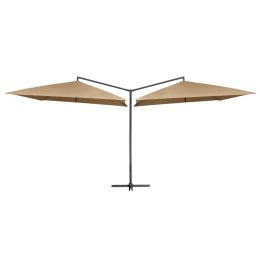 Podwójny parasol na stalowym słupku, 250 x 250 cm, taupe