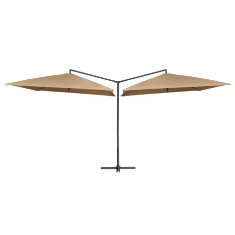 Podwójny parasol na stalowym słupku, 250 x 250 cm, taupe