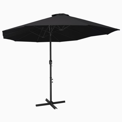 Parasol ogrodowy na słupku aluminiowym, 460 x 270 cm, czarny