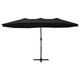 Parasol ogrodowy na słupku aluminiowym, 460 x 270 cm, czarny