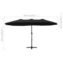 Parasol ogrodowy na słupku aluminiowym, 460 x 270 cm, czarny