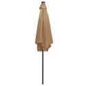 Parasol ogrodowy z LED i aluminiowym słupkiem, 300 cm, taupe