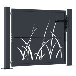 VidaXL Furtka ogrodowa, antracytowa, 105x80 cm, stal, motyw trawy