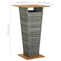 Stolik barowy, szary, 60x60x110 cm, rattan PE i lita akacja