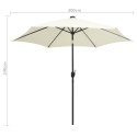 Parasol ogrodowy z LED i aluminiowym słupkiem, 300 cm, piaskowy