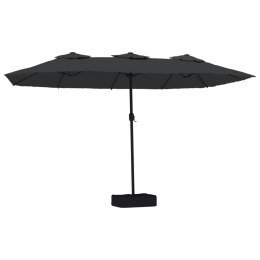 Podwójny parasol ogrodowy z LED, czarny, 449x245 cm