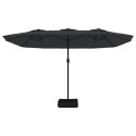 Podwójny parasol ogrodowy z LED, czarny, 449x245 cm