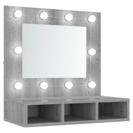 Szafka z lustrem i LED, szary dąb sonoma, 60x31,5x62 cm