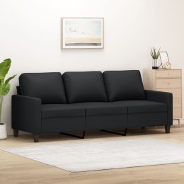 3-osobowa sofa, czarna, 180 cm, obita sztuczną skórą