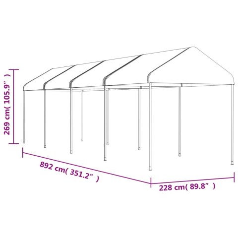 Namiot ogrodowy z dachem, biały, 8,92x2,28x2,69 m, polietylen Namiot ogrodowy z dachem, biały, 8,92x2,28x2,69 m, polietylen
