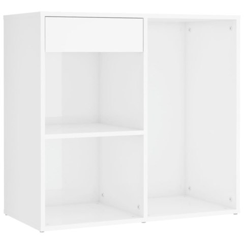 Toaletka z oświetleniem LED i 2 szafkami, biała, wysoki połysk