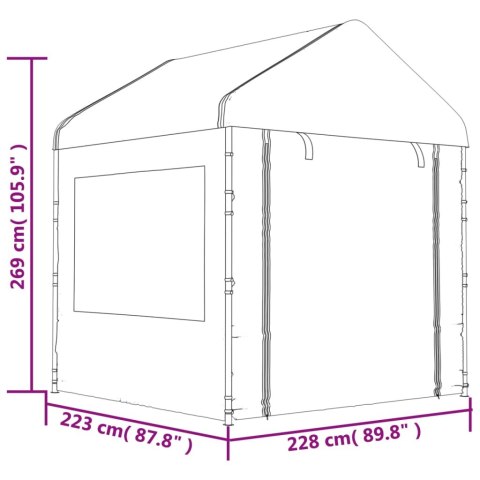 Namiot ogrodowy z dachem, biały, 11,15x2,28x2,69 m, polietylen Namiot ogrodowy z dachem, biały, 11,15x2,28x2,69 m, polietylen