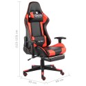 Obrotowy fotel gamingowy z podnóżkiem, czerwony, PVC