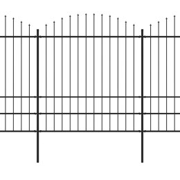 Panele ogrodzeniowe z grotami, stal, (1,75-2) x 3,4 m, czarne