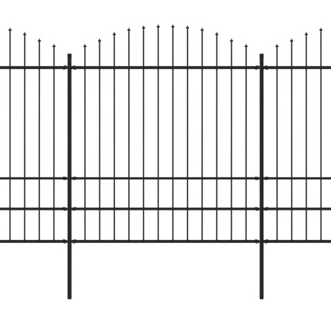 Panele ogrodzeniowe z grotami, stal, (1,75-2) x 3,4 m, czarne