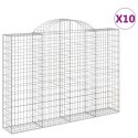 VidaXL Kosze gabionowe, 10 szt, 200x30x140/160cm, galwanizowane żelazo