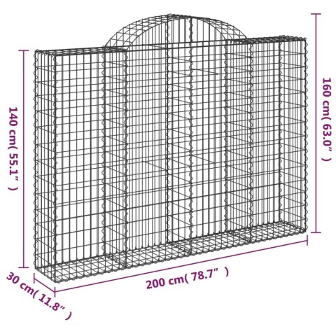 Kosze gabionowe, 10 szt, 200x30x140/160cm, galwanizowane żelazo Kosze gabionowe, 10 szt, 200x30x140/160cm, galwanizowane żelazo