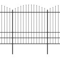 VidaXL Panele ogrodzeniowe z grotami, stal, (1,75-2) x 8,5 m, czarne
