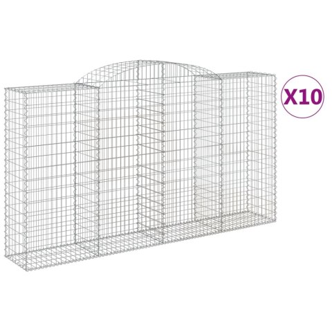 Kosze gabionowe, 10 szt, 300x50x160/180cm, galwanizowane żelazo Kosze gabionowe, 10 szt, 300x50x160/180cm, galwanizowane żelazo