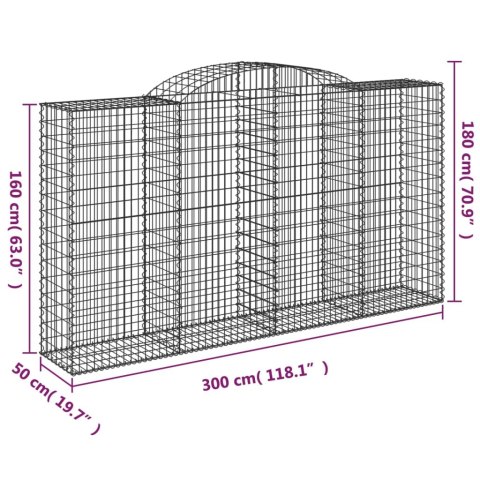 Kosze gabionowe, 10 szt, 300x50x160/180cm, galwanizowane żelazo Kosze gabionowe, 10 szt, 300x50x160/180cm, galwanizowane żelazo