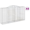 VidaXL Kosze gabionowe, 8 szt, 300x50x160/180 cm, galwanizowane żelazo