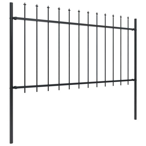 Ogrodzenie z prętów z grotami, stalowe, 11,9 x 1 m, czarne Ogrodzenie z prętów z grotami, stalowe, 11,9 x 1 m, czarne