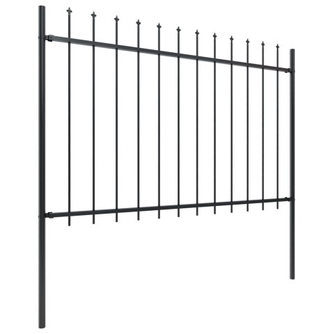 Ogrodzenie z prętów z grotami, stalowe, 17 x 1,2 m, czarne Ogrodzenie z prętów z grotami, stalowe, 17 x 1,2 m, czarne