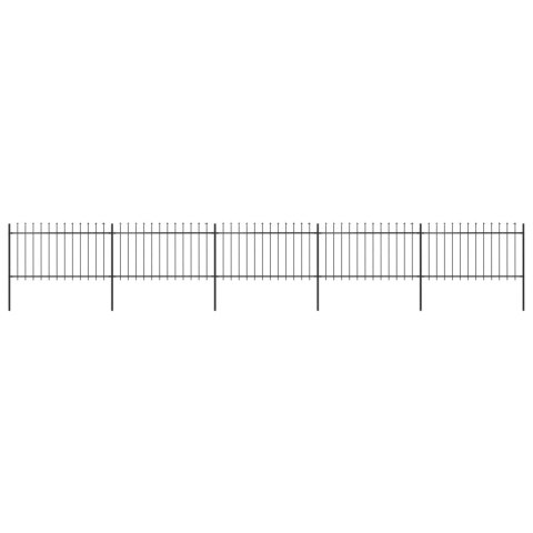 Ogrodzenie z prętów z grotami, stalowe, 8,5 x 1 m, czarne