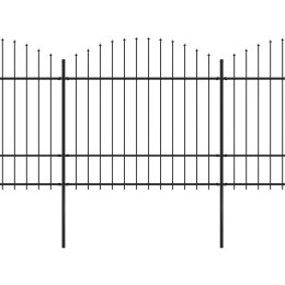 VidaXL Panele ogrodzeniowe z grotami, stal, (1,5-1,75)x10,2 m, czarne