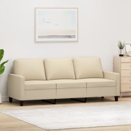 3-osobowa sofa, kremowa, 180 cm, tapicerowana tkaniną