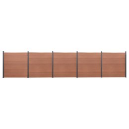 VidaXL Zestaw paneli ogrodzeniowych, brązowy, 872x186 cm, WPC