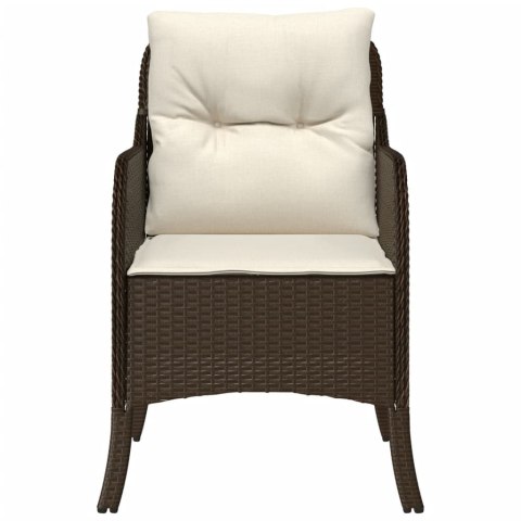 Krzesła ogrodowe z poduszkami, 2 szt., brązowe, polirattan