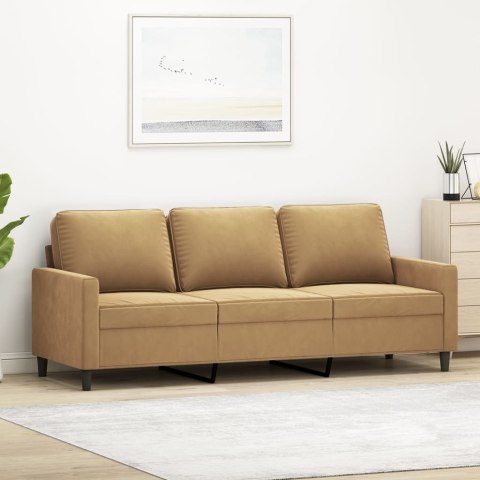 Sofa 3-osobowa, brązowa, 180 cm, tapicerowana aksamitem