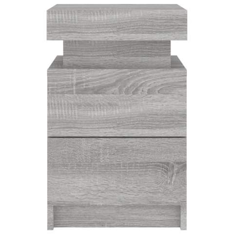 Szafki nocne z LED, 2 szt., szary dąb sonoma, 35x39x55 cm