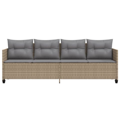 Leżanka z poduszkami, beżowa, polirattan