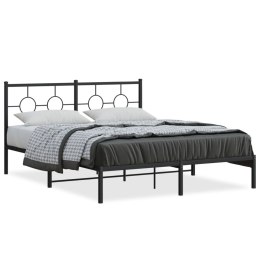 VidaXL Metalowa rama łóżka z wezgłowiem, czarna, 160x200 cm