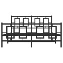 VidaXL Metalowa rama łóżka z wezgłowiem i zanóżkiem, czarna, 140x190cm