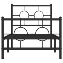 VidaXL Metalowa rama łóżka z wezgłowiem i zanóżkiem, czarna, 75x190 cm