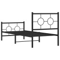 VidaXL Metalowa rama łóżka z wezgłowiem i zanóżkiem, czarna, 75x190 cm