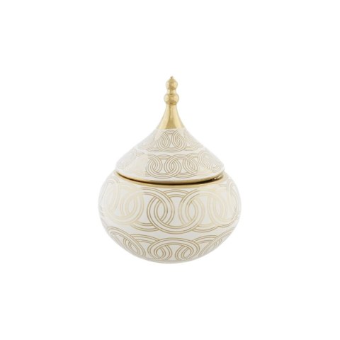 Szkatułka DKD Home Decor Biały Złoty Porcelana Orientalny Chromowanie 18 x 18 x 22 cm