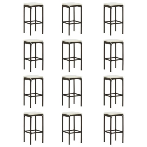 16-cz. zestaw barowy do ogrodu, z poduszkami, brązowy rattan PE