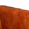 2-osobowa sofa Chesterfield, jasnobrązowa, skóra naturalna